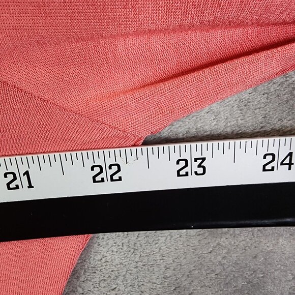 Womens Coral Pink Ruched Knit Top V Neck Long Sleeve Ava & Viv Plus Size 1X - Picture 10 of 12